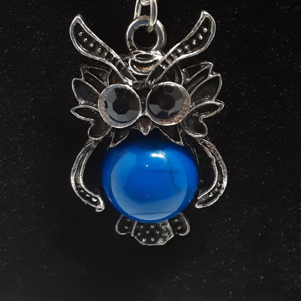 Owl Necklace Blue